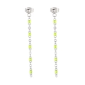 Silver titanium steel chain earrings with vibrant yellow beads in bohemian style - Silver Yellow Bead Style (KE109139-Z)
