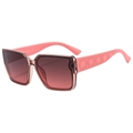 Fashion square oversized sunglasses in transparent pink frame with gradient lenses - Translucent Tea Frame Grey Pink Lens