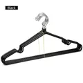 Set of 10 heavy duty black anti-slip metal hangers with shoulder notches and pant bar - 40cm Adult Standard / Black