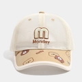 Dettaglio della rete traspirante e stampa orsetto su cappellino per bimbi - 52cm (2-5 Anni) / Beige