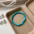 Elegant turquoise beaded bracelet with natural blue stone texture for women - 6mm Turquoise Bracelet