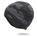 Winderwarme Strickmütze in grau-schwarzem Camouflage-Muster für Outdoor-Sportarten - Einheitsgröße / Schwarz Camouflage
