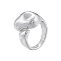 Macro detail of silver geometric irregular twisted ring with polished metallic finish - Irregular Chunky Ring Style (White Gold Color)