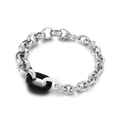 Retro titanium steel chain bracelet featuring contrasting black and white resin rings - Silver-Black-White Triple Color Splicing (KB150874-Z)