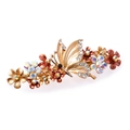 Vintage gold butterfly hair clip with colorful crystals and floral alloy design - Champagne/Painted Butterfly