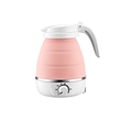 Pink portable silicone folding electric kettle in a compact variant with 0.6L capacity - Temperature-adjustable Pink / European Standard Plug (in Stock) 220v