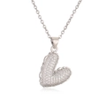 Elegant 18K silver plated heart pendant necklace with shimmering zircon stones and 3D puffy design - Silver (24584)