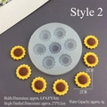 Detailed view of sunflower silicone mold with finished 2cm yellow resin flower crafts - Style 2 Sunflower
