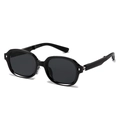 Classic foldable black sunglasses with thick round frames and dark lenses for women - 5th Gen - Glossy Black