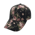 Gorra de béisbol retro para mujer con estampado floral de rosas en algodón negro - Gorra de Béisbol de Rosa Negra