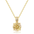 Elegante gouden ketting met een briljant gele ronde zirkoon hanger in roosvorm - Alleen Hanger / Lichtgeel