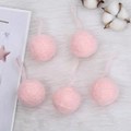 Set of 5 pink wool felt balls with hanging loops for Christmas tree decoration - Yarn Ball Style (B-34) / 5 Pieces / Pink
