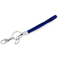 Blue rhinestone crystal wrist strap with silver metal lobster clasp and key ring lanyard - Blue