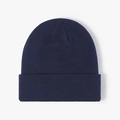 Classic cuffed knit beanie in dark blue made of thick warm double-layer fabric - Navy Blue