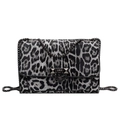 Retro black and white leopard print underarm square bag with a stylish metal chain strap - Black