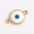 Blauw boze oog sieraad connector met goudlaag en emaille voor DIY armbanden maken - Wit L371821-White