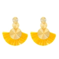 Boho Fächer-Ohrringe mit leuchtend gelben Seidenquasten und goldfarbenen Metallringen - KC Gold Gelb (K-585)