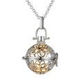 Collier médaillon aux motifs floraux argentés et dorés pour huiles d'aromathérapie - Argent Or Balle Fleur Creuse (31)