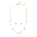 Golden heart-shaped mother of pearl necklace and earrings set with adjustable chain - 3# Necklace Set (Necklace + Earrings)