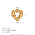 Ciondolo a forma di cuore in acciaio inossidabile placcato oro 18 carati martellato - Ciondolo a Cuore Traforato - Oro