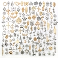 Mix of 150 gold and silver alloy charms in animal, leaf, and key shapes for DIY jewelry making - HK440-Gold & Silver Mixed-150pcs