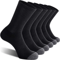 6-pack men's crew socks in black and grey cotton with ribbed cuffs and contrast toes - Free Size 39-47 / Black