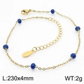 Tobillera de acero inoxidable dorado con cuentas azules y dije de corazón - Estilo de Cuenta Azul Con Cadena Dorada (KJ3618-Z)