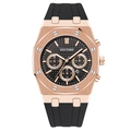Men's sports chronograph with rose gold case, black dial and black rubber strap - Rose Gold Case Black Dial