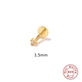 Detail of 1.5mm S925 sterling silver stud featuring a four-prong set round cubic zirconia - Gold-1.5MM