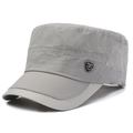 Berretto militare grigio a cima piatta con rete traspirante e logo a scudo moda - Regolabile / Grigio chiaro