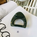 Glossy forest green acetate shark hair claw clip in a medium-sized triangular cat ear design - Medium (approx. 6cm) / Dark Green