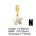 Detail view of 18k gold plated flower charm with enamel petals and zircon inlay measurements - Multicolor Flower Pendant/Letter N