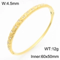 Elegante brazalete de acero de titanio chapado en oro con cristales incrustados mujer - Estilo Geométrico Grabado (KB211037-KSZ) / Dorado