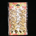 Pack of 12 sparkling gold Christmas bows with glitter finish for holiday decoration - Gold