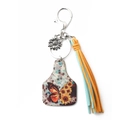 Bohemian sunflower butterfly keychain with yellow blue fringe and silver pendant - 2 Butterfly