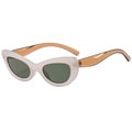 Retro cat-eye sunglasses with cream white frame and amber temples in professional studio view - Jelly White