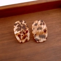 Retro oval stud earrings with brown tortoise shell pattern in a classic vintage style - 59# Brown - Retro Tortoiseshell (Silver Earring Post)