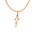 Minimalist rose gold letter necklace with heart pendant on sleek snake chain - Letter F / Rose Gold