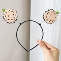 Funny durian cartoon headband with plush yellow charms on flexible black plastic frame - Durian Spring Hairband