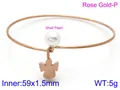 Rose gold braided steel bracelet featuring a white shell pearl and a small angel charm - Rose Gold Angel & Shell Pearl Style (KB114933-KFC)