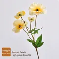 Artificial 3-head butterfly peony silk flower in gradient yellow and white tones - Yellow