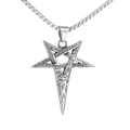 Collana vichinga a pentagramma in acciaio argento con occhio di horus e catena a maglia - Color Acciaio