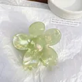 Iridescent light green flower hair claw clip with pearlescent finish and mermaid shimmer - Flower 6.5cm / Iridescent Green