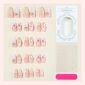 3D floral press-on nails with pink gradient and pearls in a vintage gift box packaging - Pink Gradient 3D Floral Boxed (3XB1-14042) / 30 Packs
