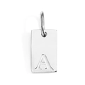 Rectangular silver stainless steel pendant with embossed letter A for jewelry making - Steel A / Corroded Lettering 10*6*1.5mm