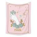 Pisces astrology wall tapestry with gold leaf accents and mint green flowers design - Pisces