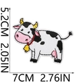 Detailed embroidery view of a cute cartoon cow patch with precise size measurements - Cow with Red Collar (4号)