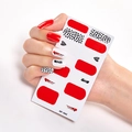 Minimalist red and black heart pattern nail stickers AF-042 applied on fingernails - AF-042 (Red/Black Leopard Heart)