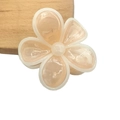 Frangipani hair claw clip in translucent apricot orange with creamy white accents - Stitched Flower Claw [Orange]