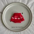 Mini red knitted sweater ornament with white hearts for DIY Christmas craft decoration - Red Heart Sweater
